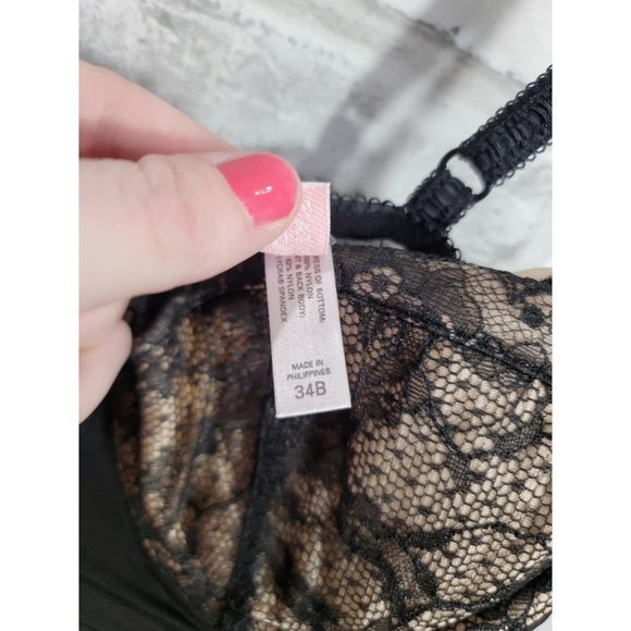 Victoria Secret Cheeky Black 34B Black Lingerie Lace 1 piece Strap - Picture 9 of 14